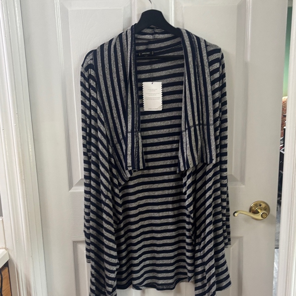 Stella & Dot Black and Gray Striped Cardigan
